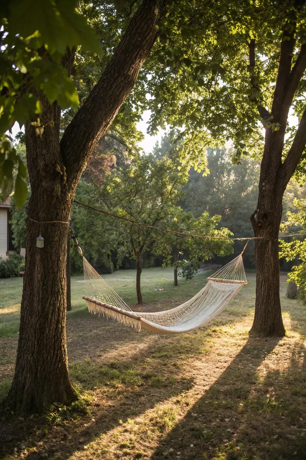 A sleeping swing invites you to relax and unwind.