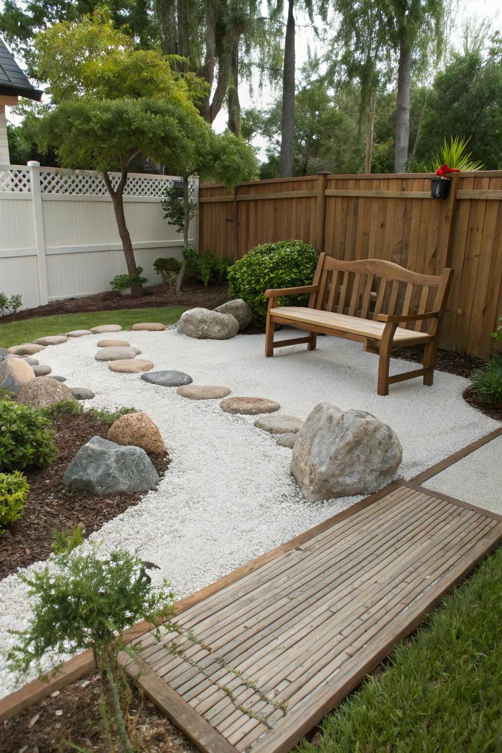 A meditation corner provides a serene retreat in your garden.