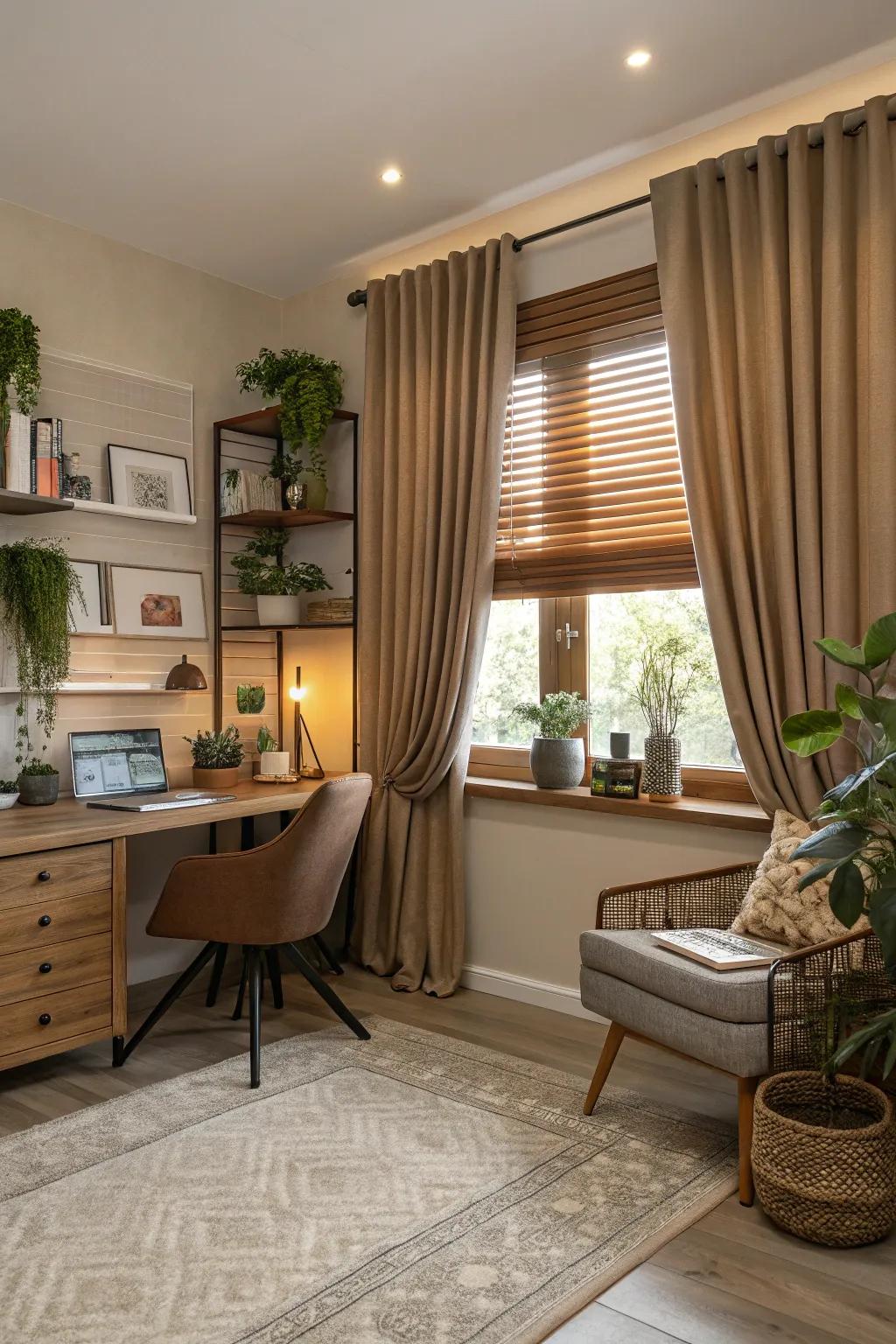 Earthy tones fashion a warm and welcoming atmosphere.