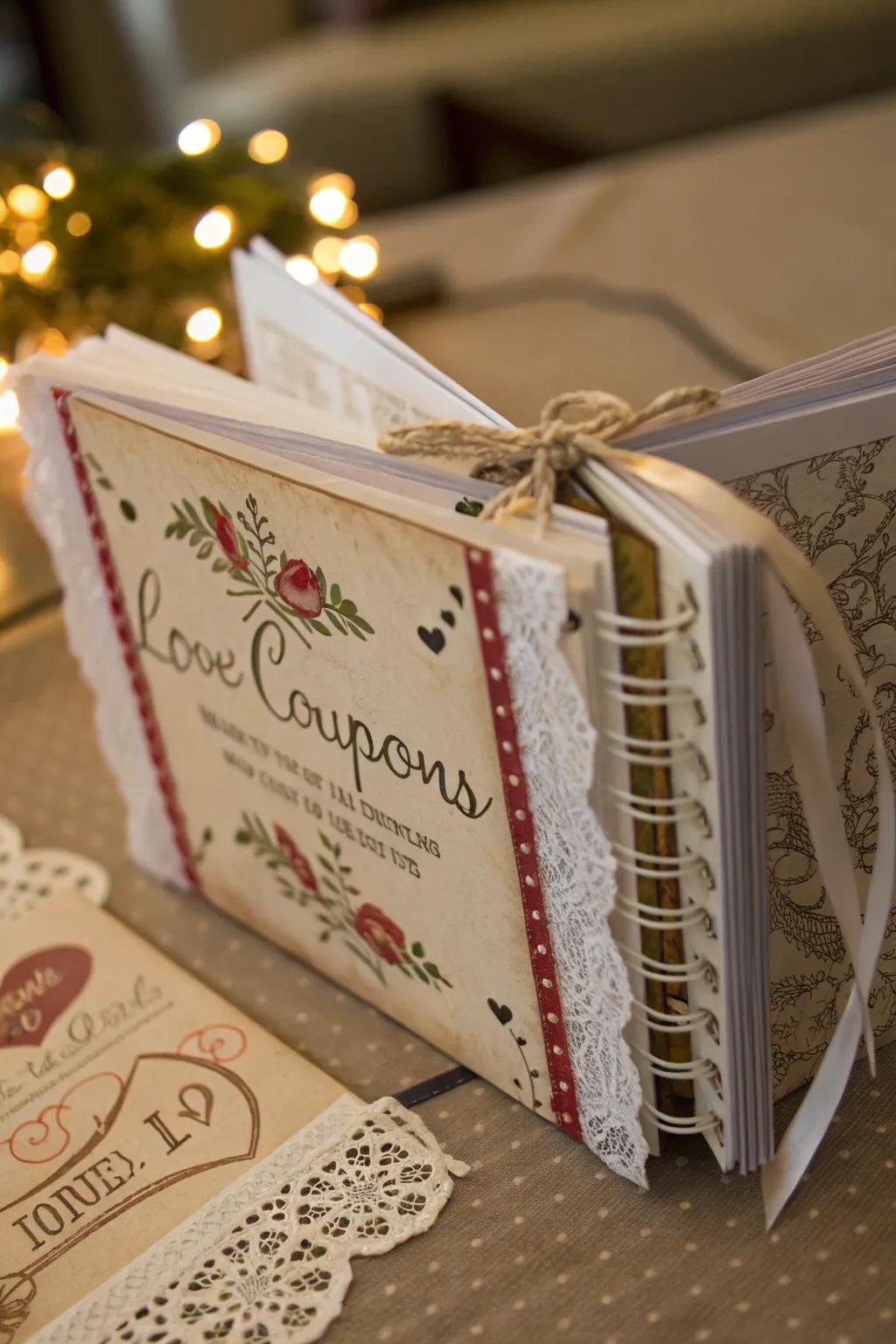 A creative loving vouchers booklet, filled with sweet actions.