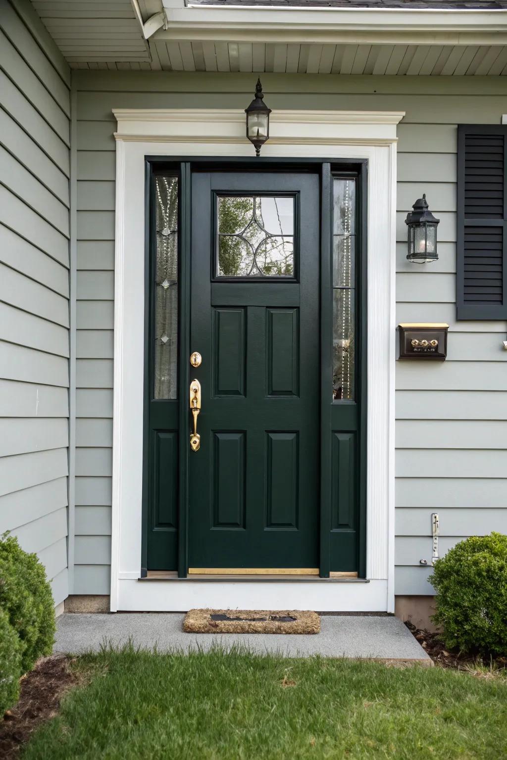 Ebony accents deepen and refine the entrance.