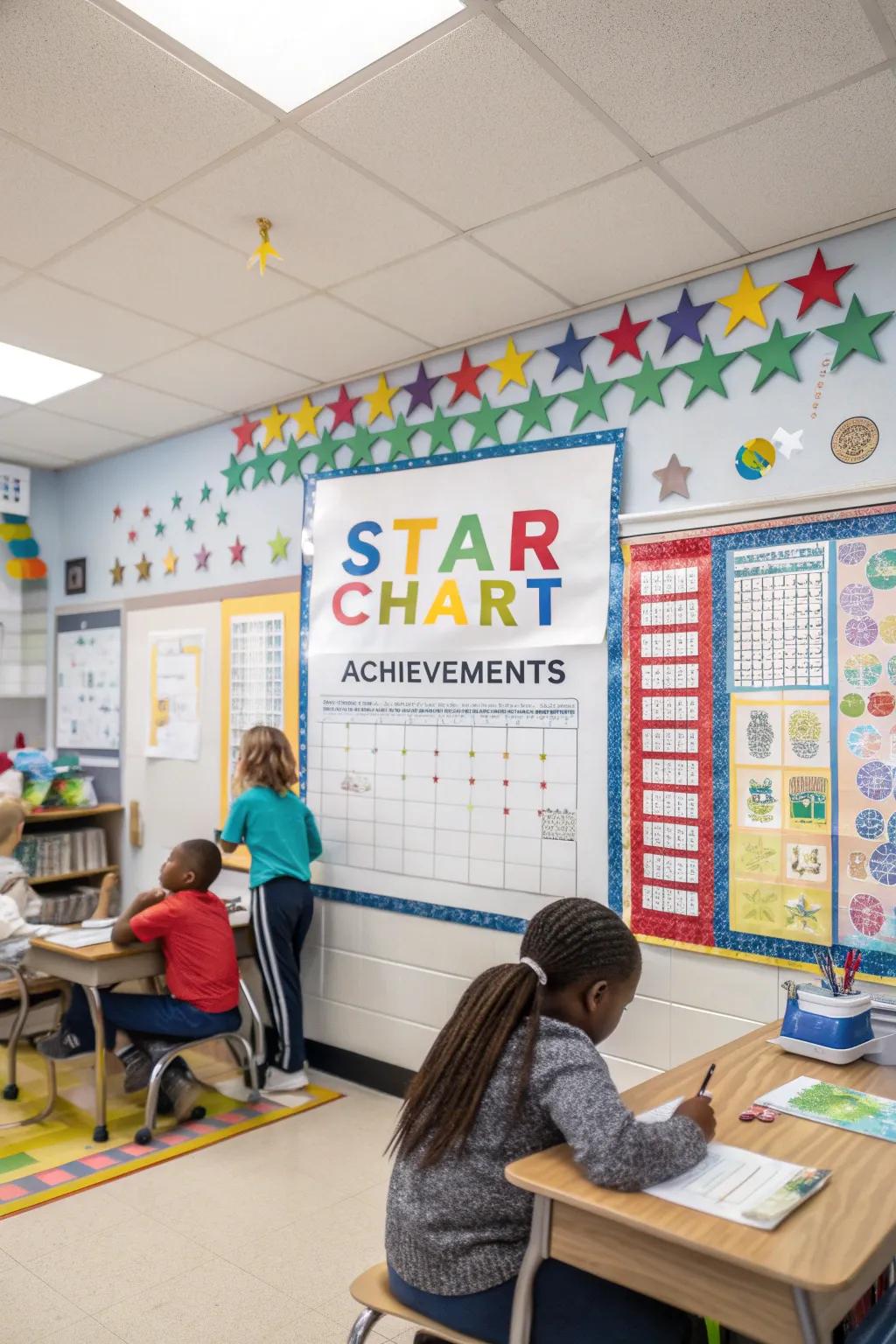 A progress showcase featuring a stellar chart for learner recognition.