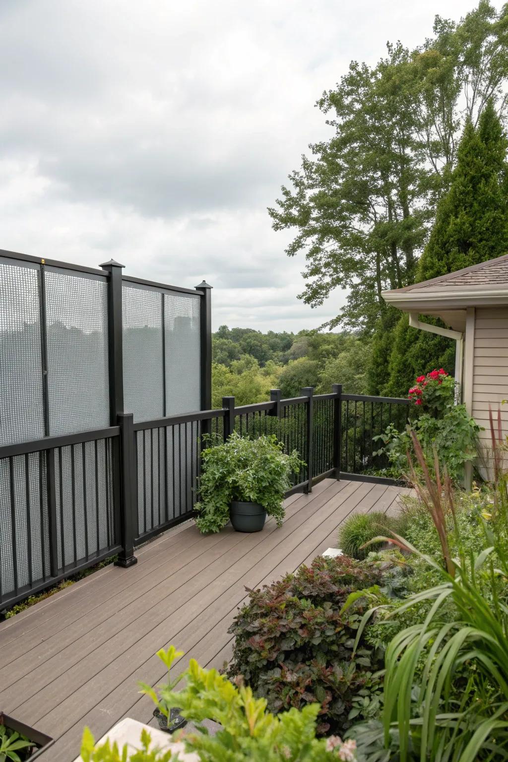 Privacy screens append detachment and style.