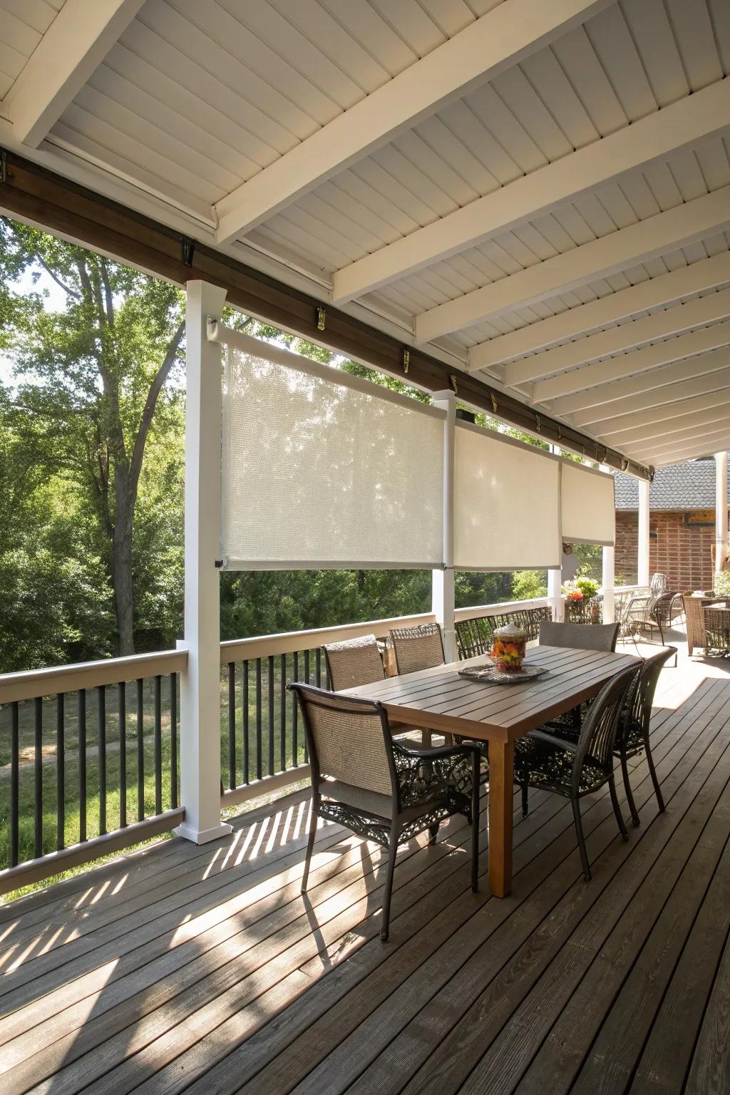 Blinds furnish versatile and pragmatic shade control for decks.