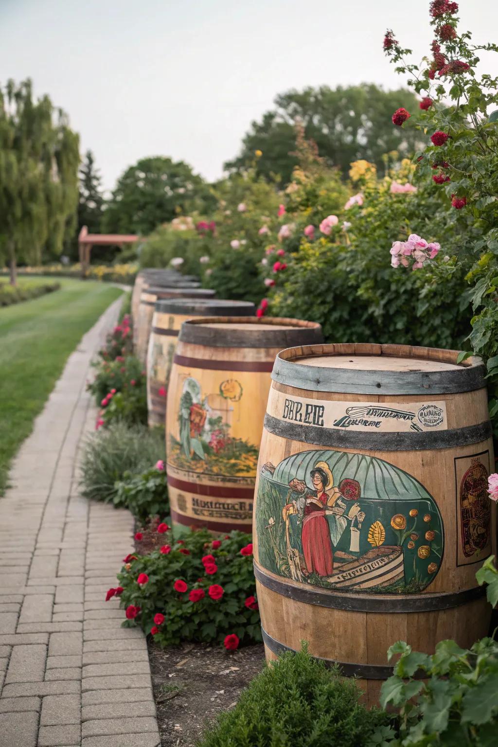 Classic advertisement painted barrels