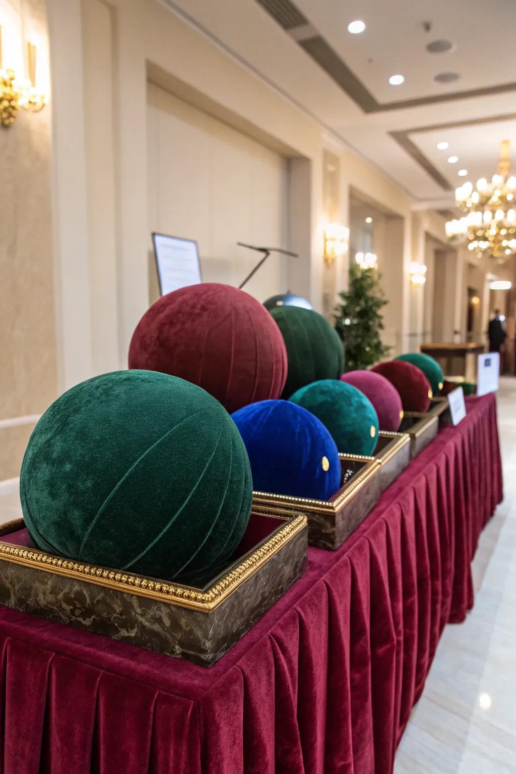 Silk-covered spheres adding a luxurious detail