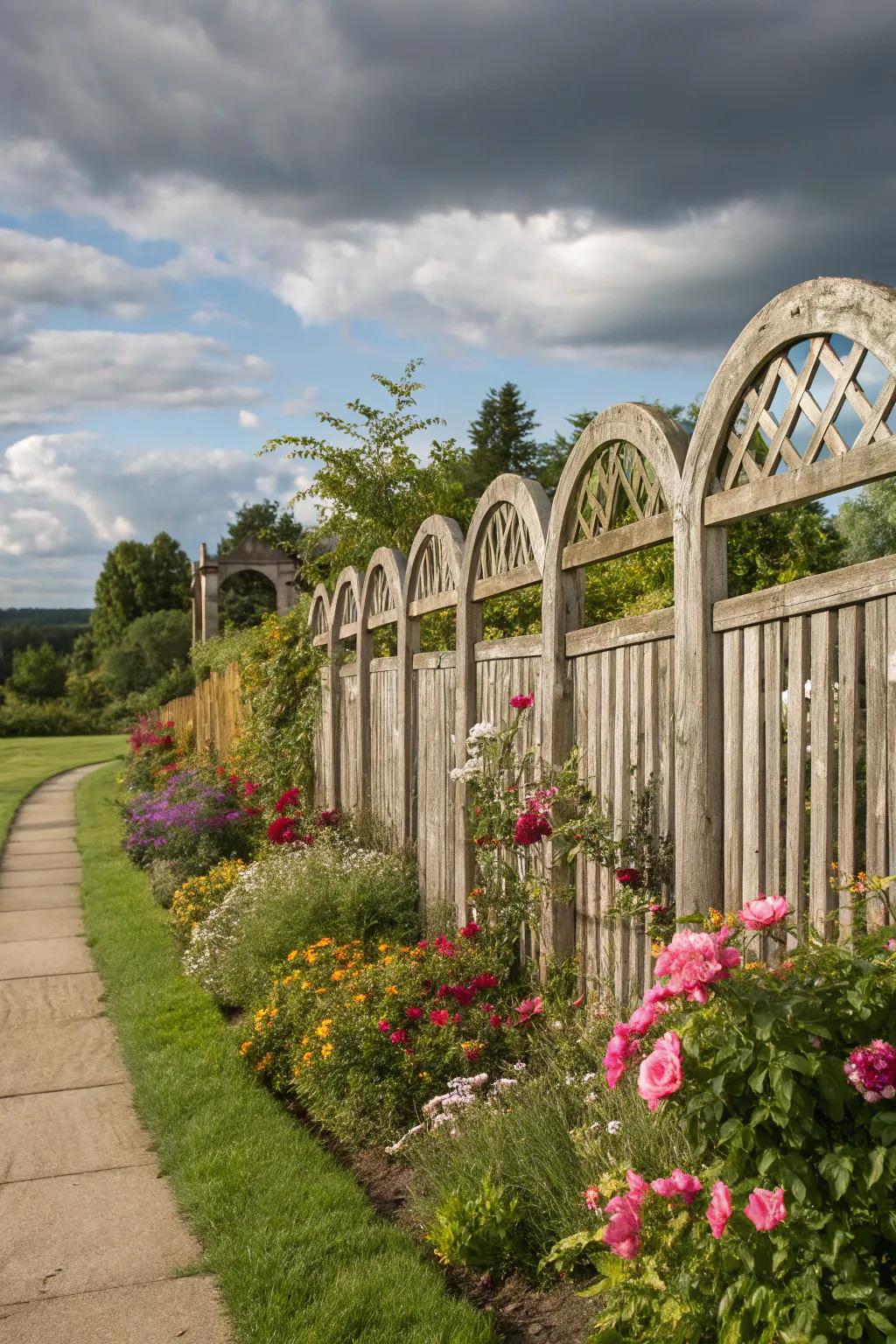 Vaulted sections originate a graceful and elegant fencing design.