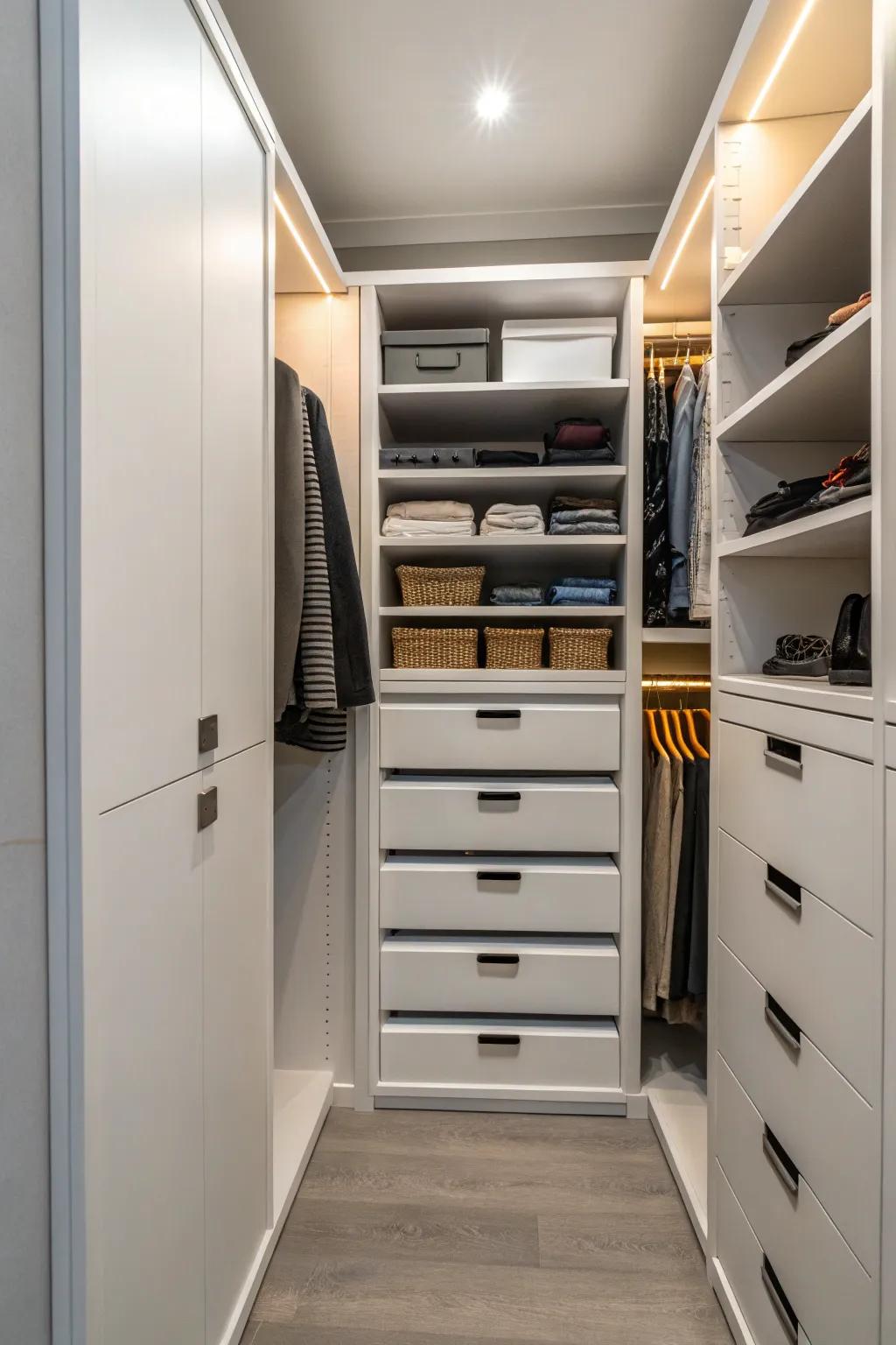 Maximize storage using a practical pull-out system.