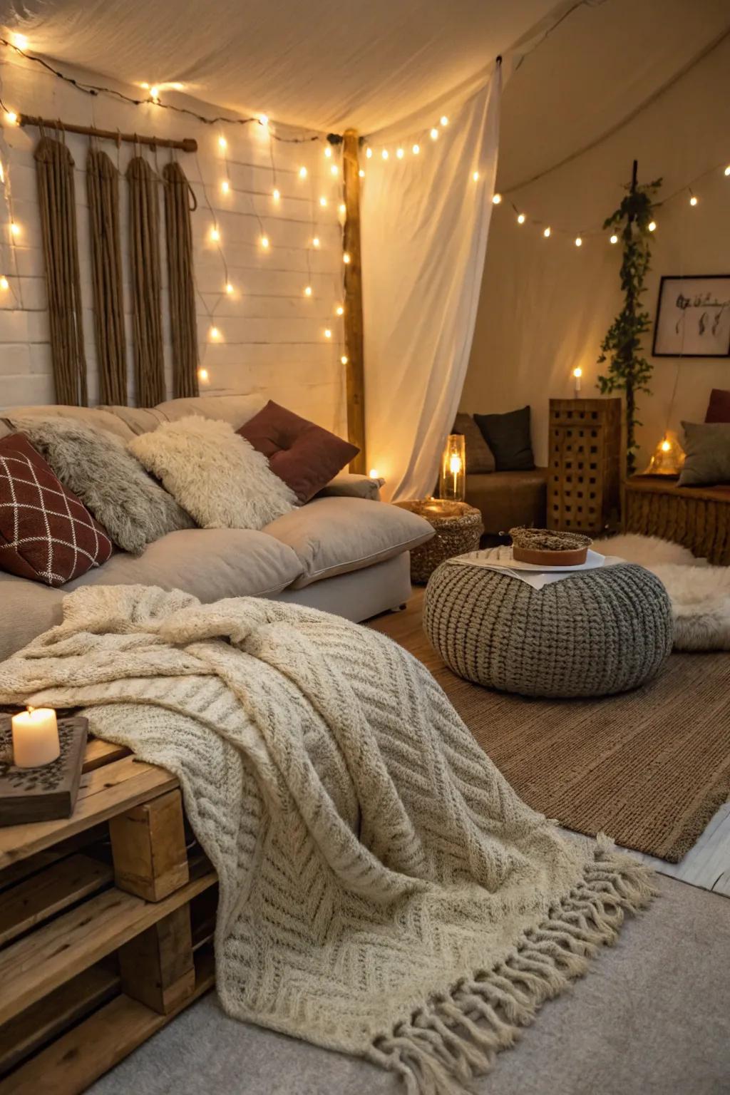 Textural layers amplify comfort.