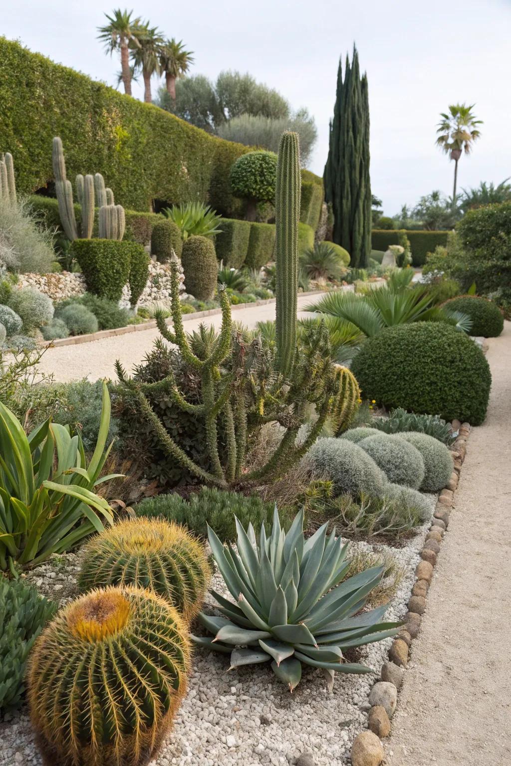 A visually interesting garden with a variety of textures and forms.