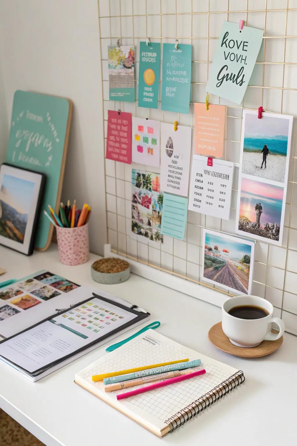 A vision board provides a creative point of focus.