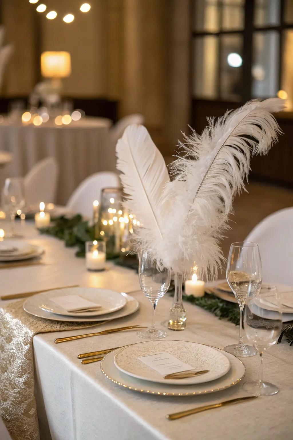 Chalky down accents introduce a touch of whimsy and elegance.