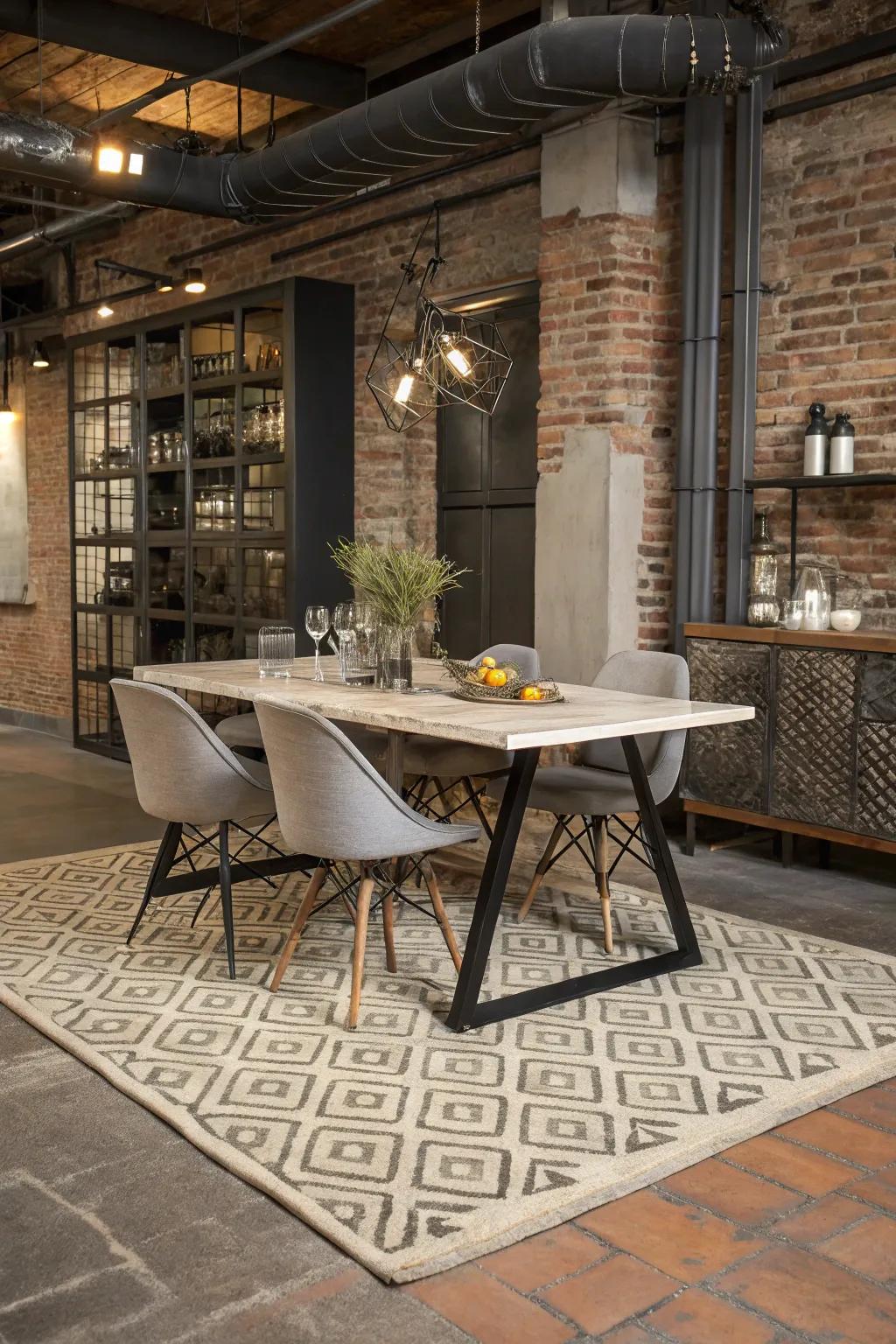 Add urban flair with an industrial-style rug.