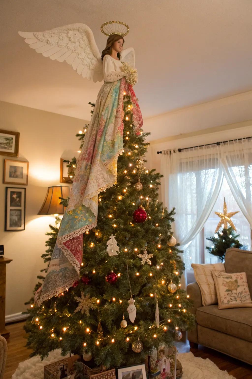 Delicate allure with a self-made angel topper.