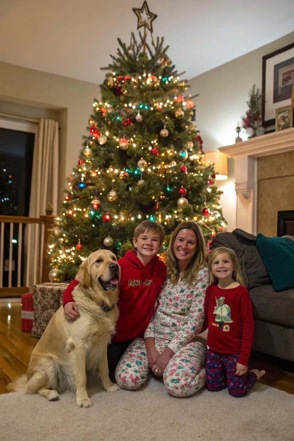Family and furry friends, united for the holidays.