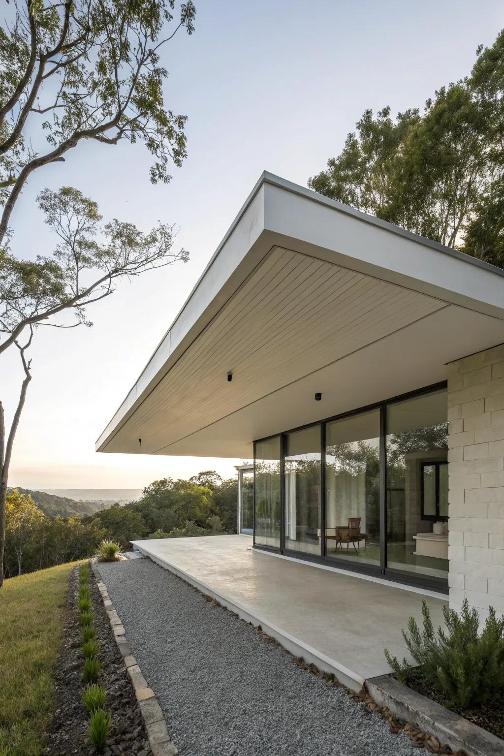 A simple flat top awning on a modern home.