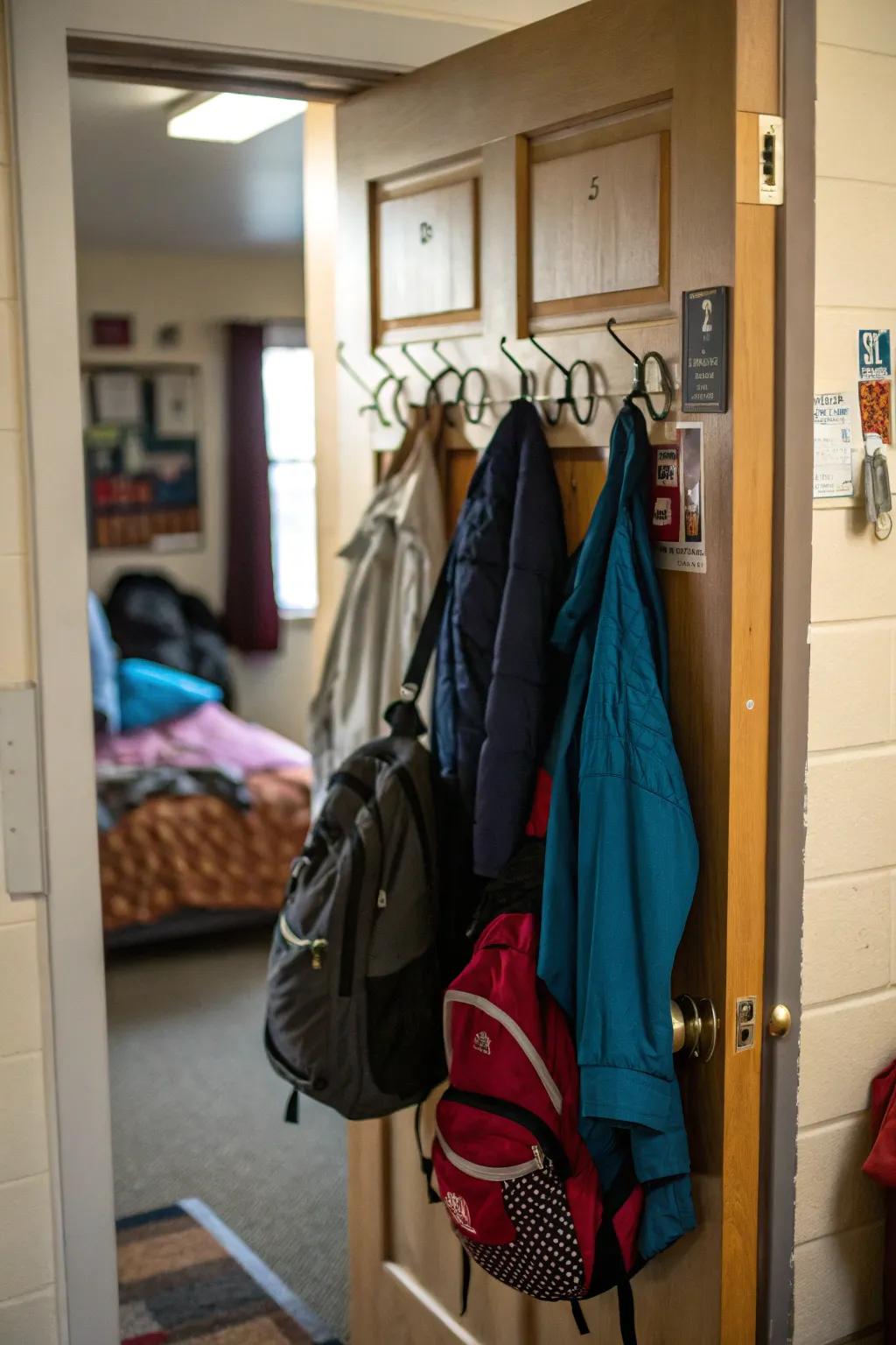 Get the most out of unused space with over-the-door hooks.