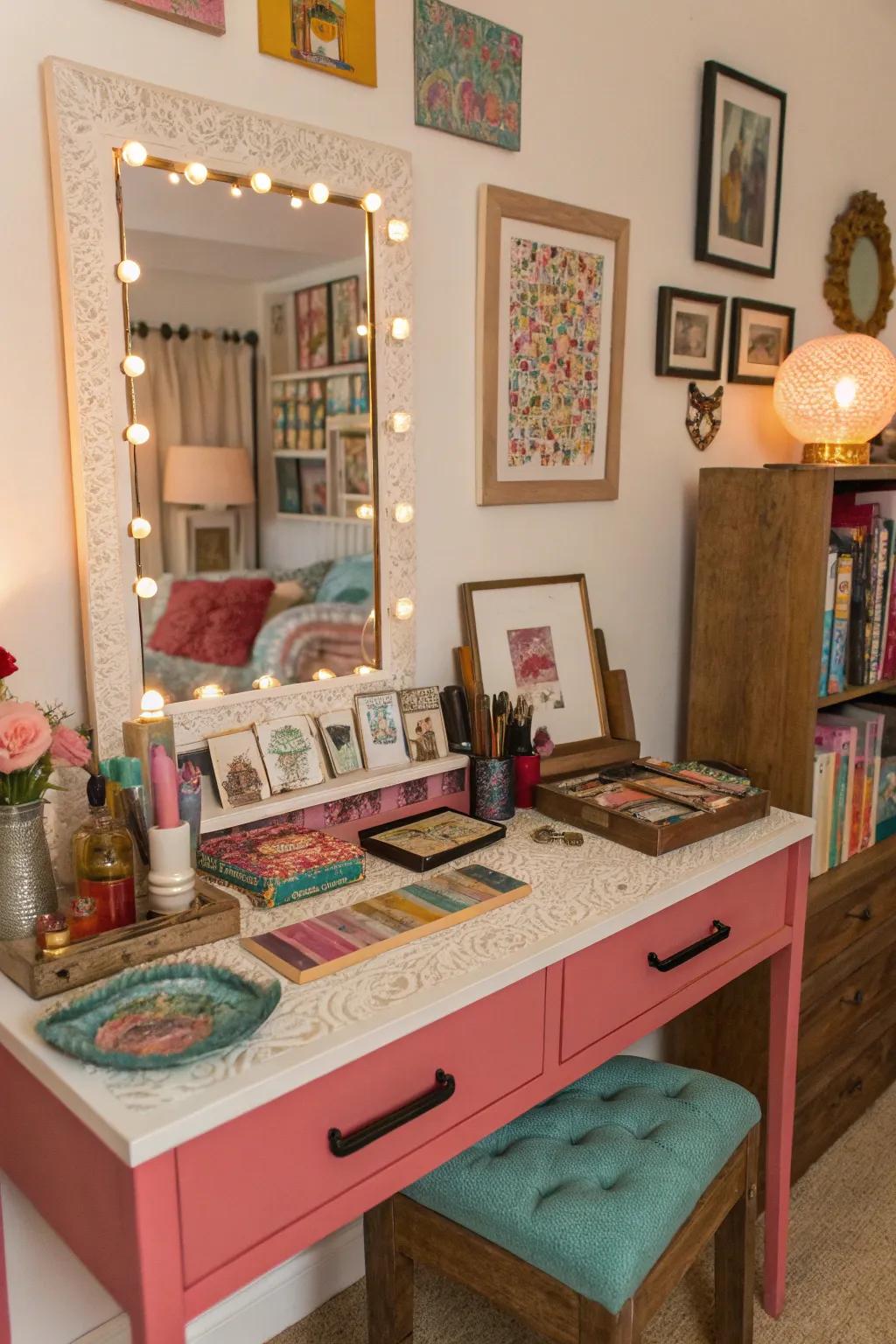 Let your personality shine with an eclectic dressing table.