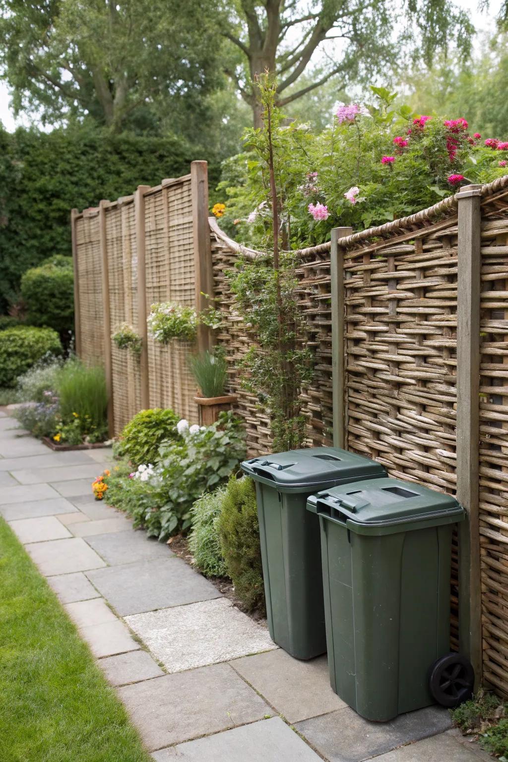 Wicker sections deliver a natural and adjustable bin covering solution.