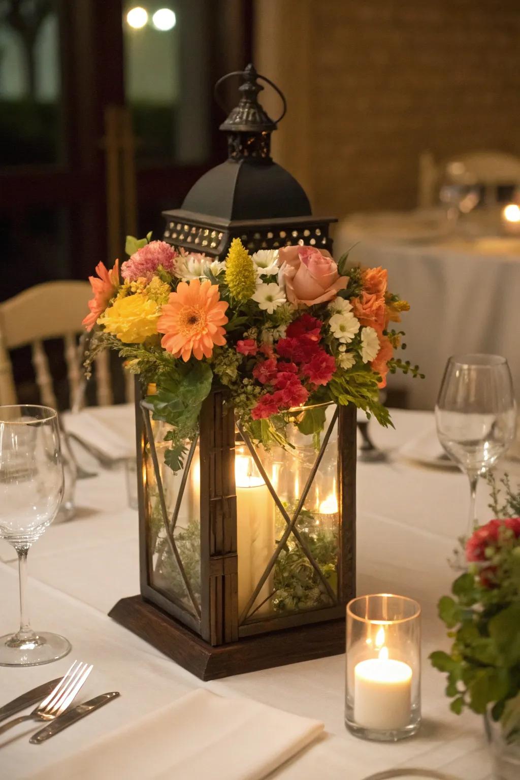 A floral topper makes your lamp an eye-catching centerpiece.