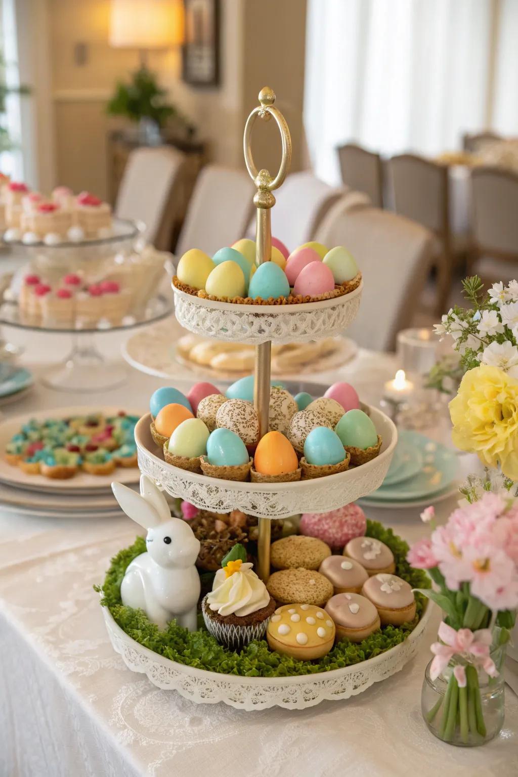 A sweet treat centerpiece adds both beauty and indulgence to the table.