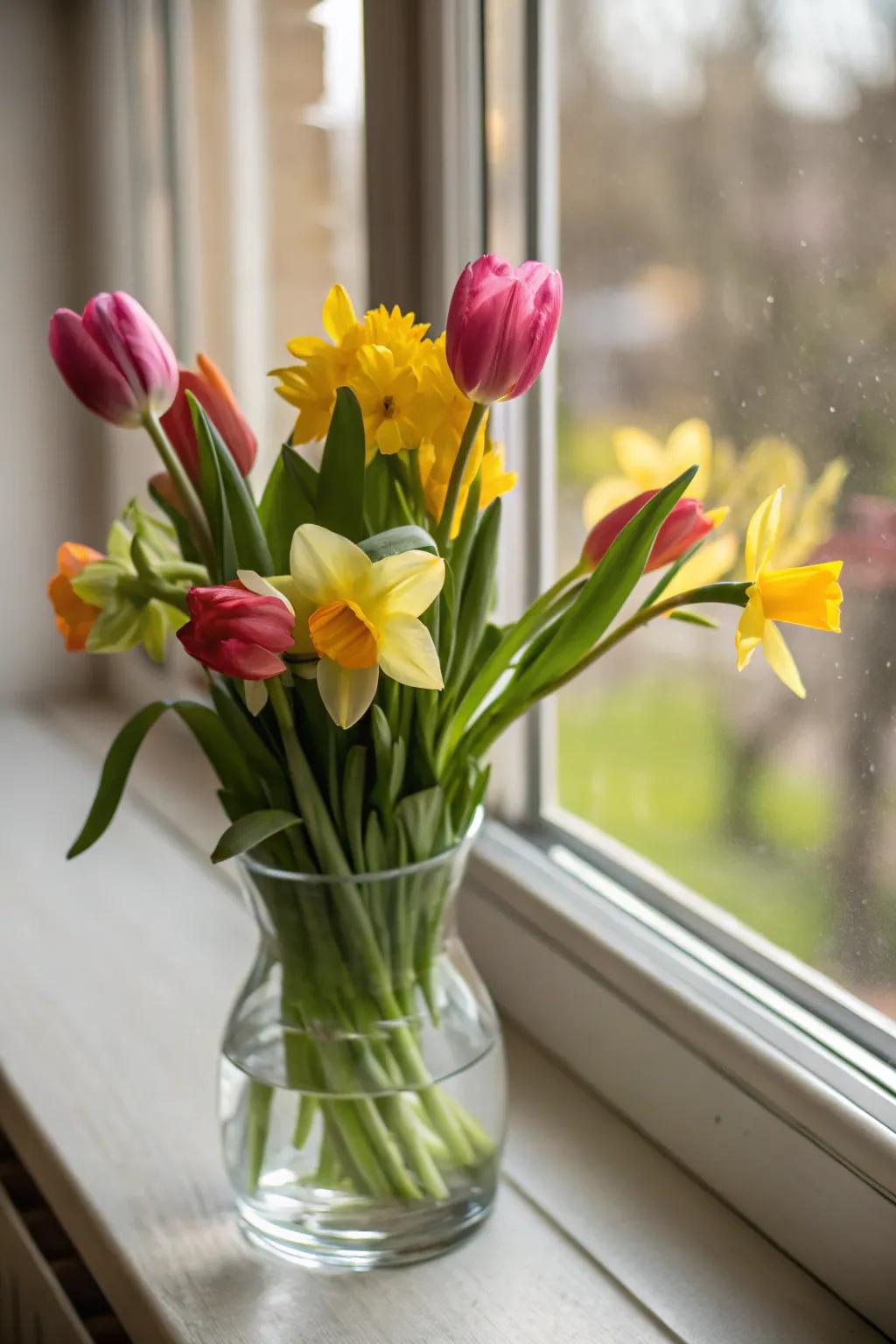 Diminutive spring arrangements inject a vibrant touch into any room.