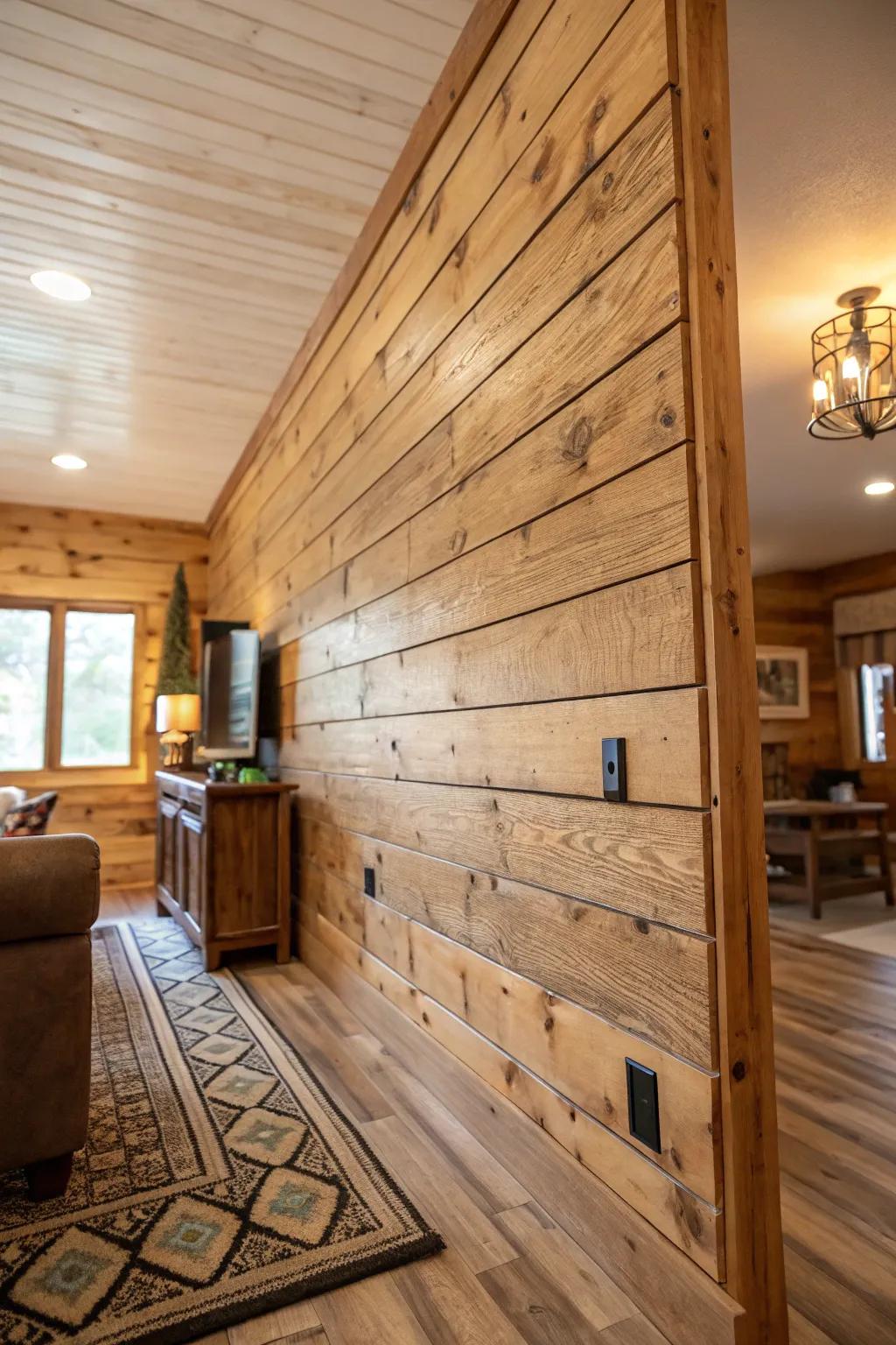 Timber vein effect injects organic warmth.