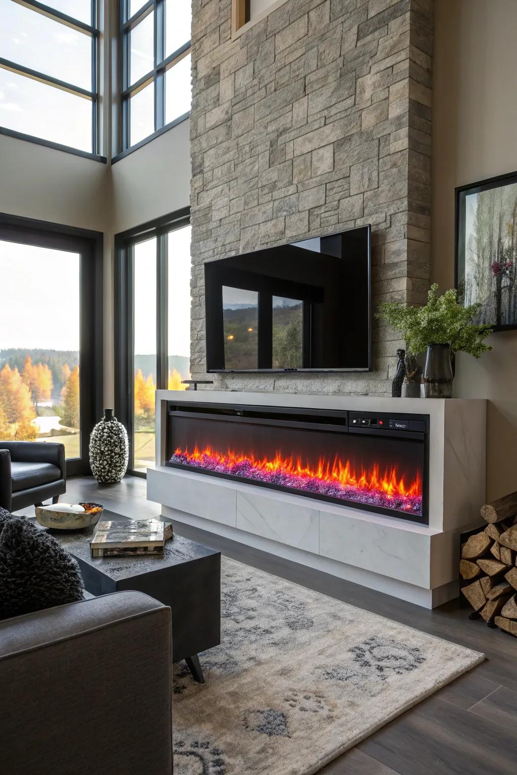 Colorful flames introducing a playful ambiance.