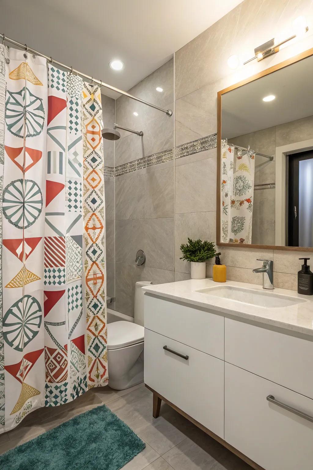 Symmetrical designs offer a modern and stylish vibe to this bathroom.
