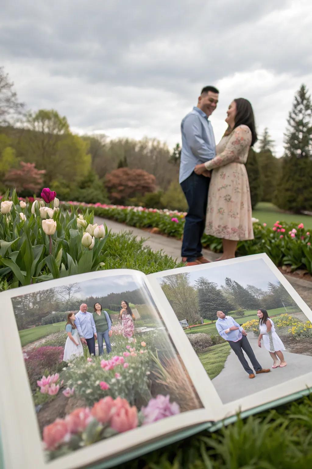 Family and friends enhance the warmth of an engagement memory album.