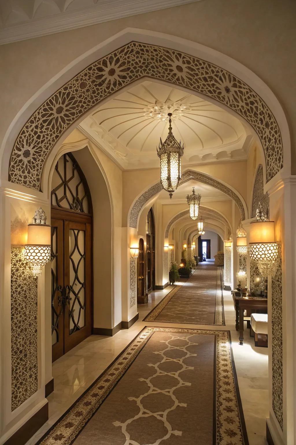 Unique architectural elements lend refinement to the entryway.