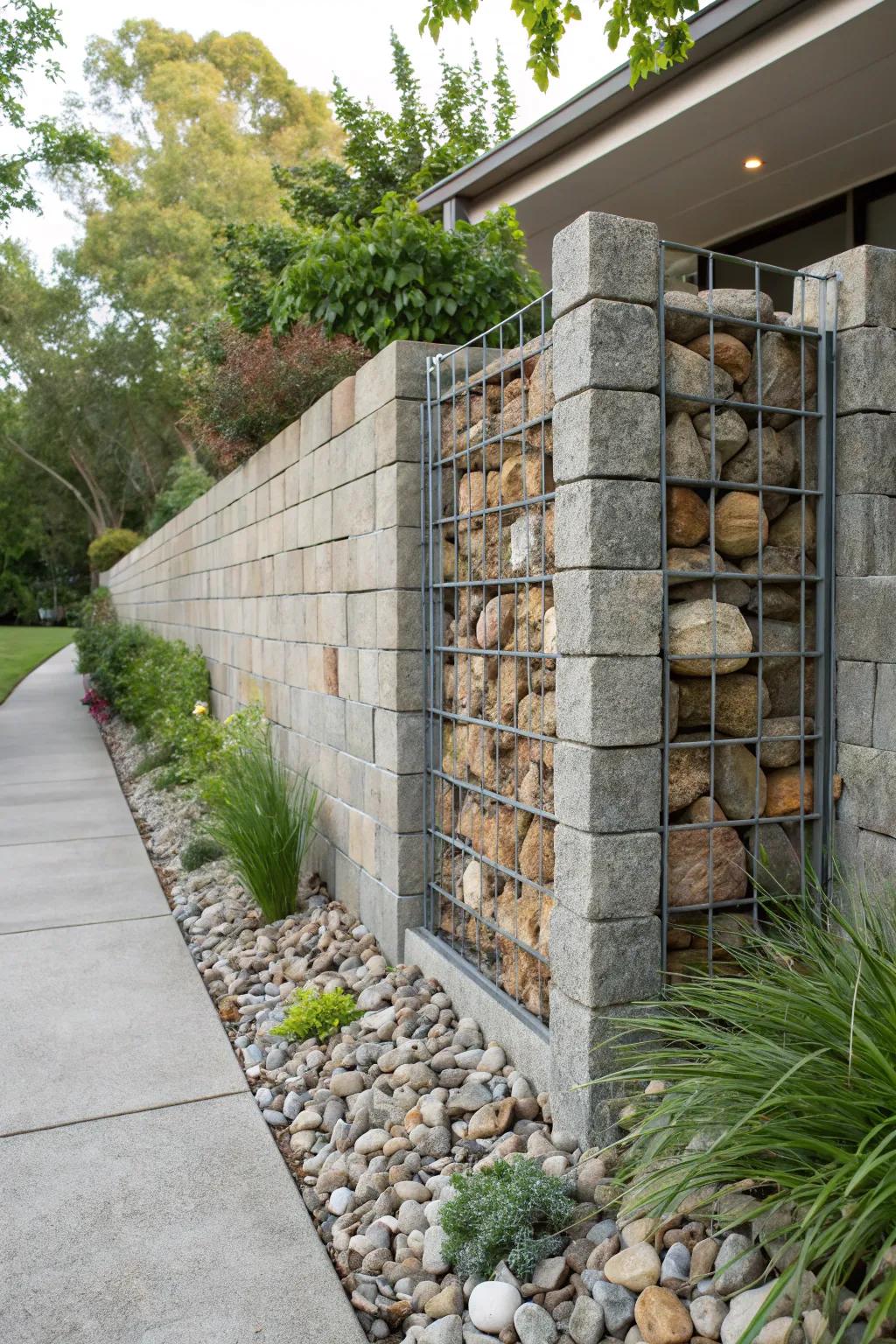 Wired stone walls offer a unique blend of countryside and modern design.