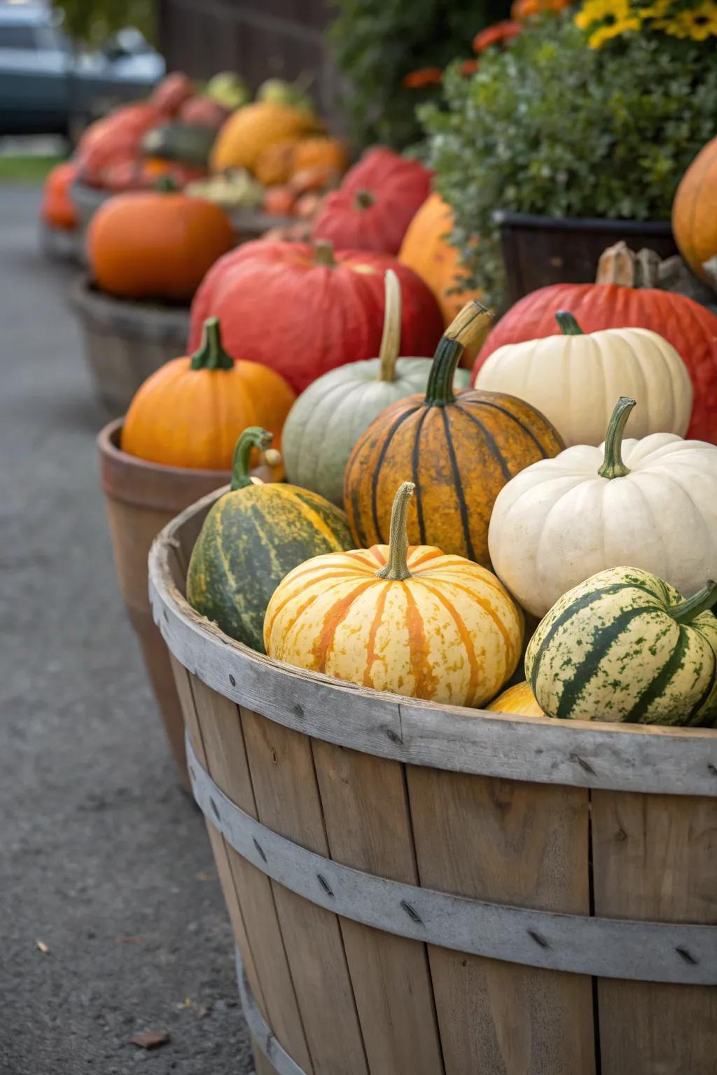 Legacy gourds establish a distinctive and eclectic autumnal presentation.