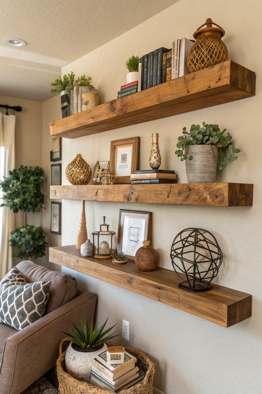 Natural items warming up shelves
