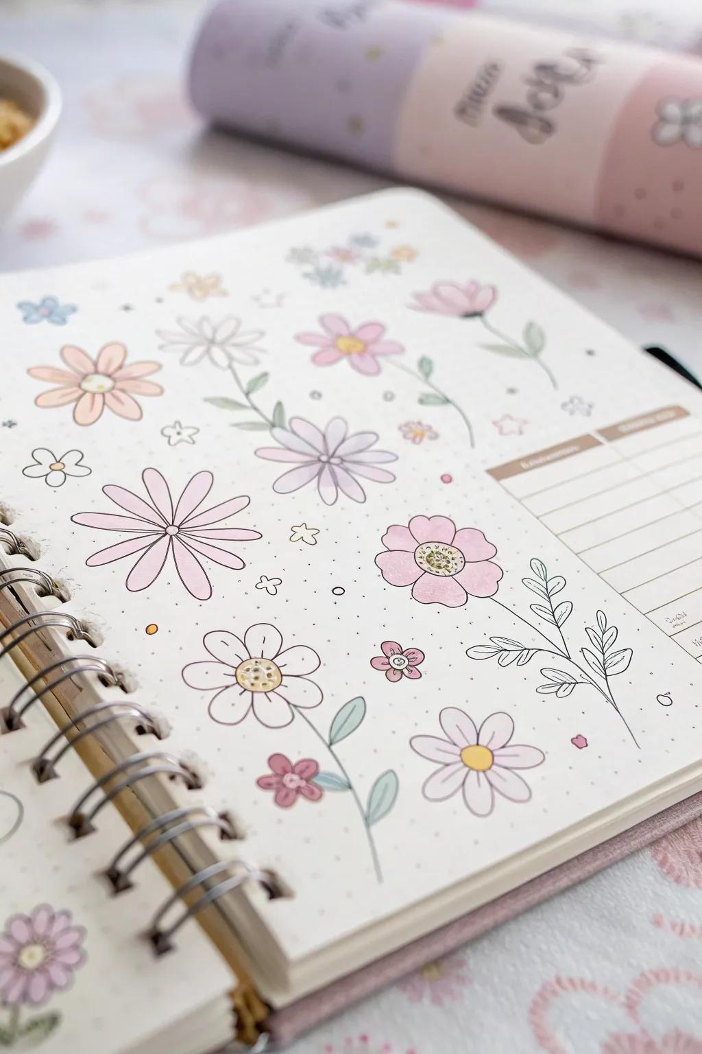 Ethereal florals add a dreamy, other-worldly vibe to your planner.