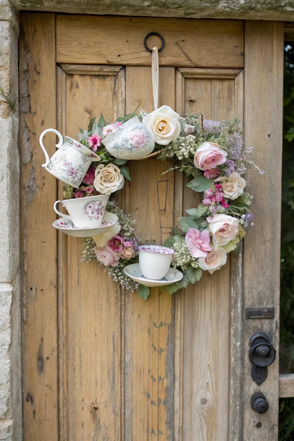 Step back in time with a tea gathering wreath.