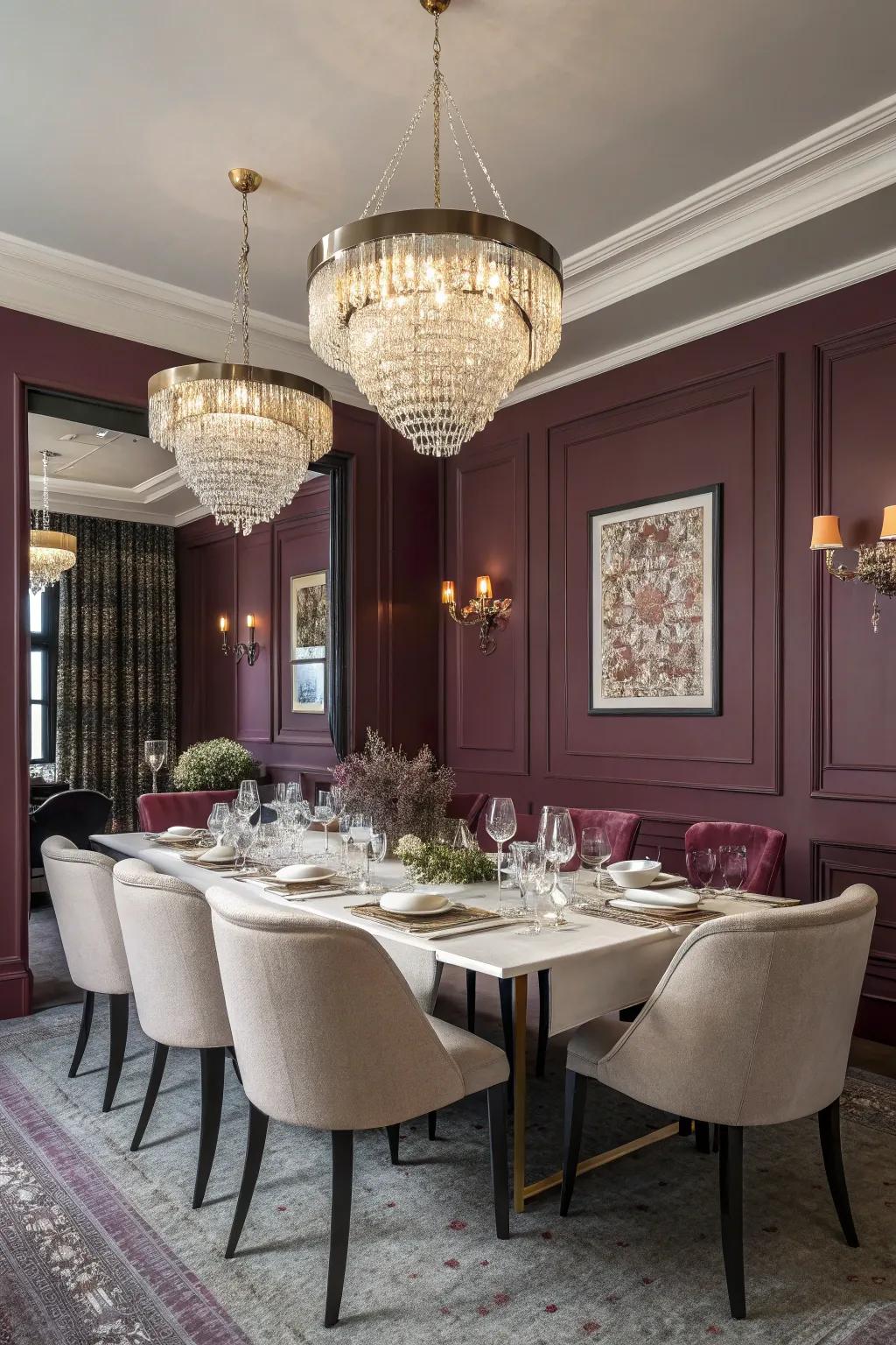 A dramatic wall color adds depth and intimacy to your dining space.