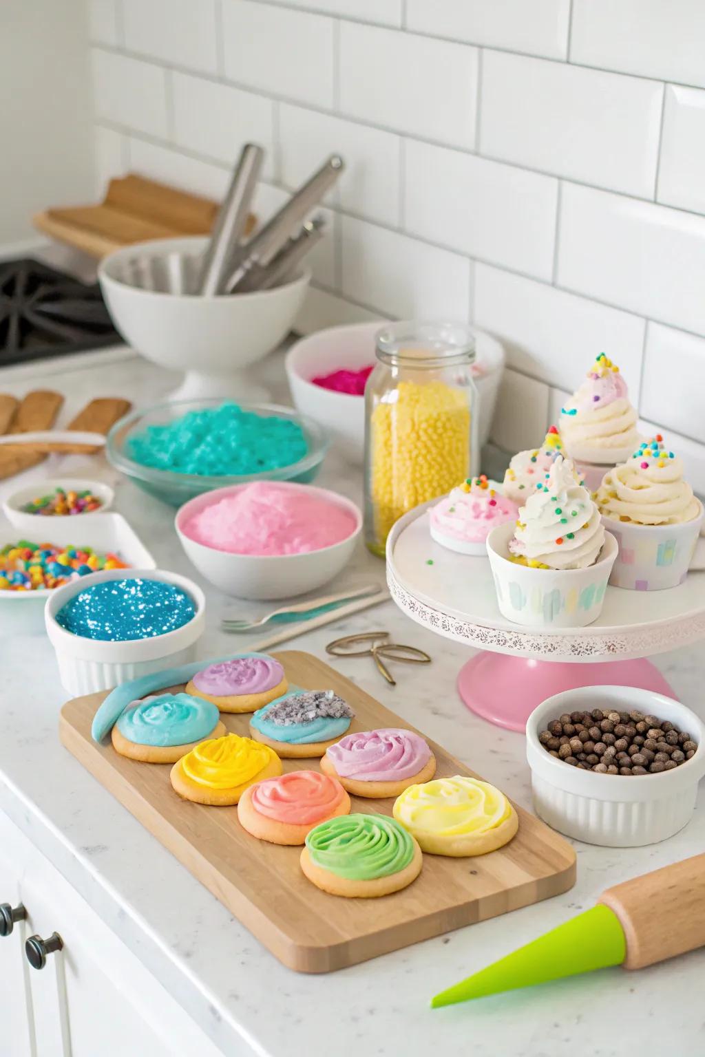 A sweet bread adorning station invites creativity at Friendsgiving.