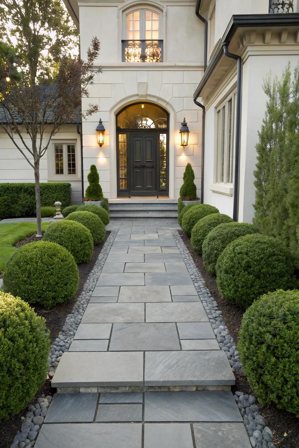 Refined slate pavers for a modern touch.