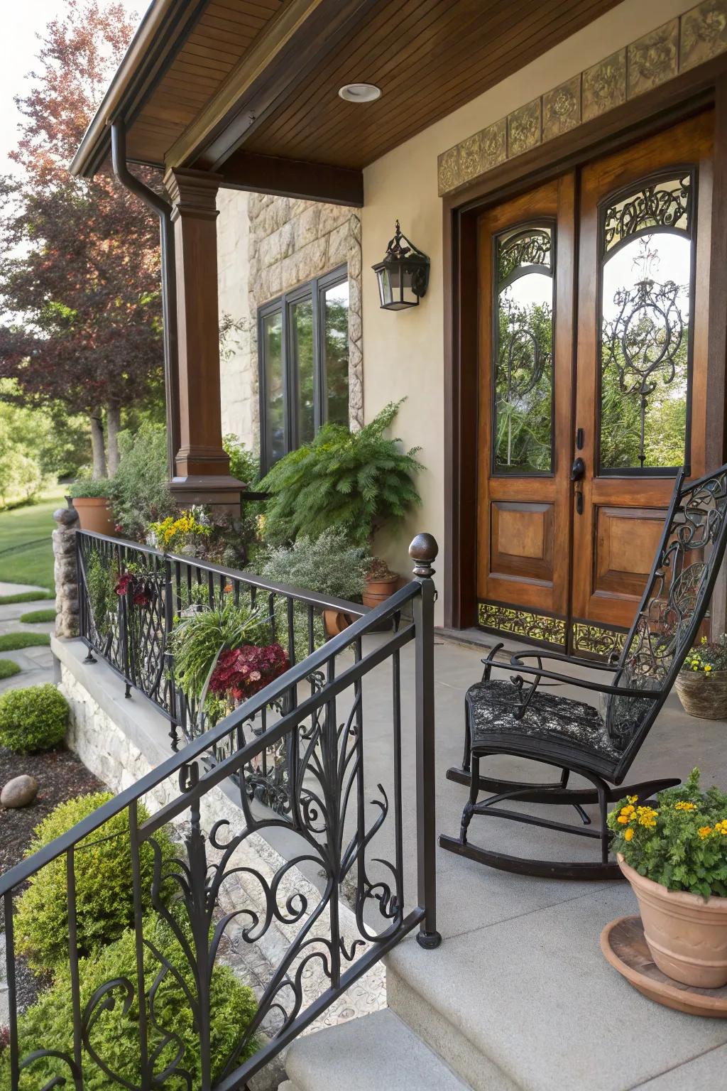 Custom-designed metal railings for a unique personal touch.