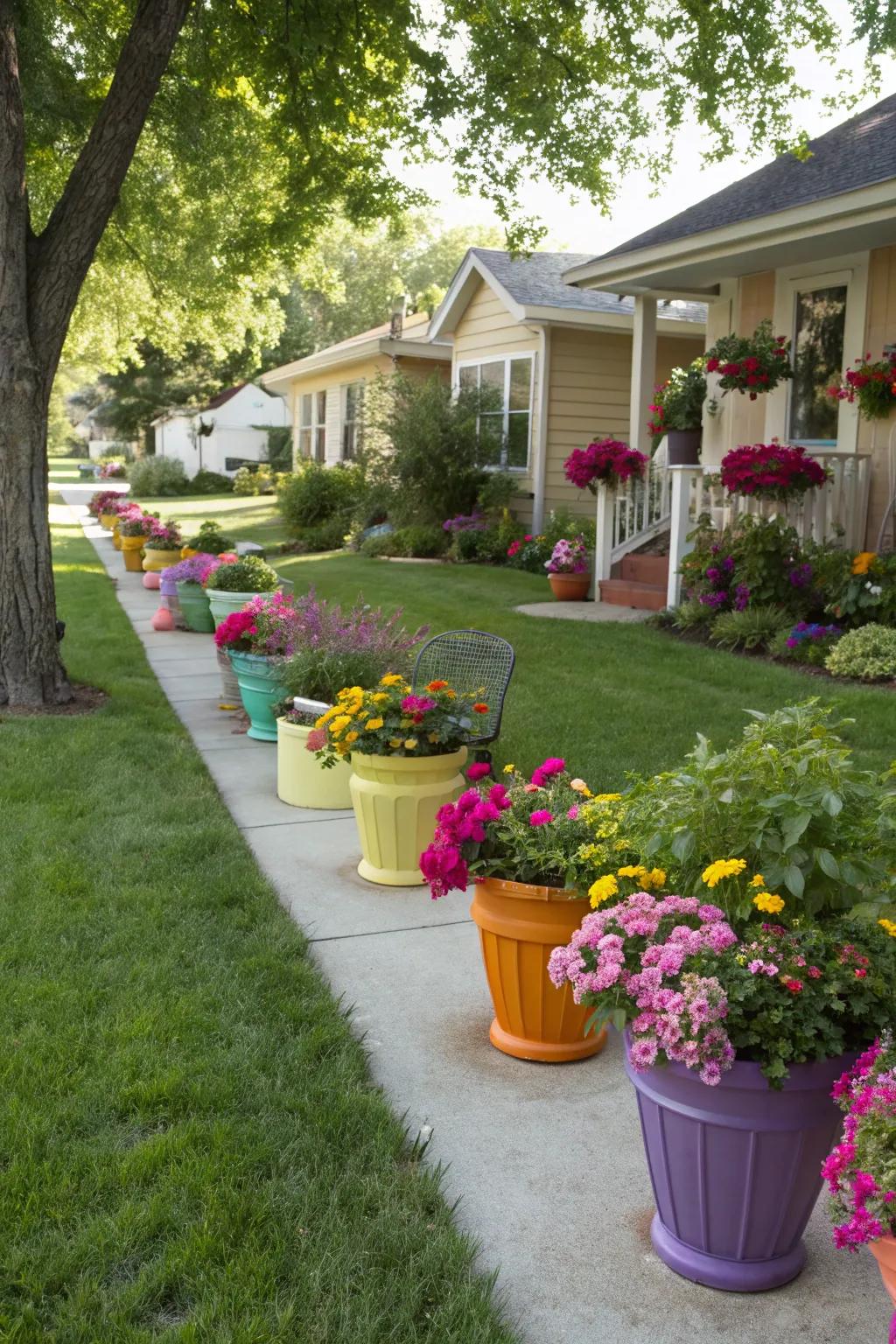 Pots and containers offer flexibility and ease of rearrangement.
