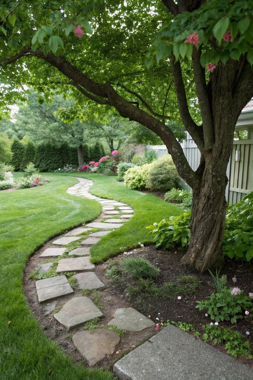 Instinctive walkways encourage perambulation and supplement tree landscaping.