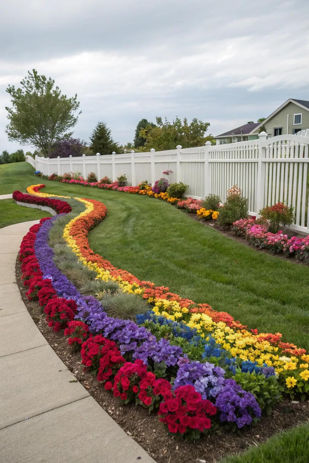 Present delight via a joyful rainbow arrangement of petunias.