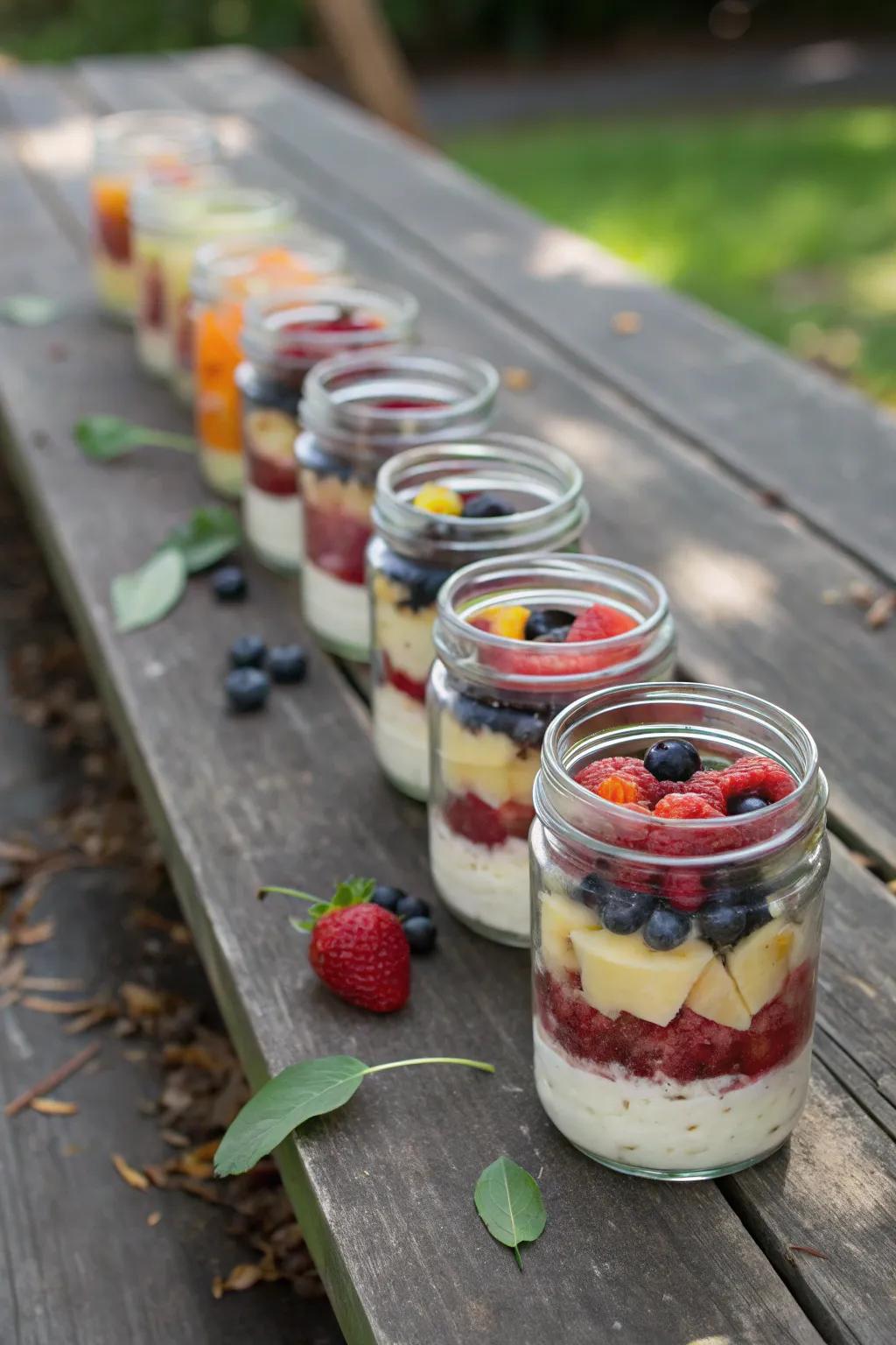 Tiered fruit jars are both stylish and convenient for on-the-go enjoyment.