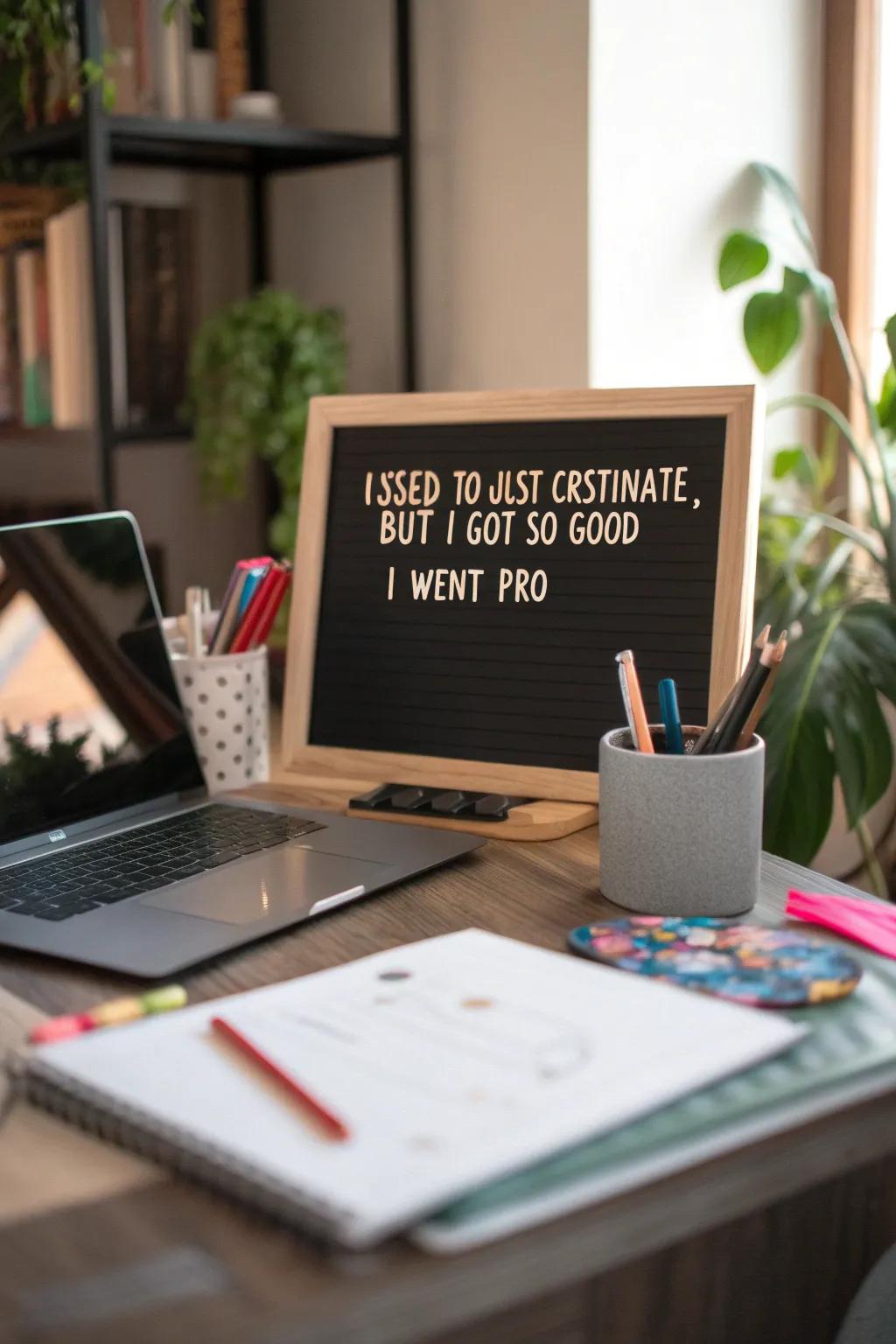 Celebrate your skills in delaying with humor.