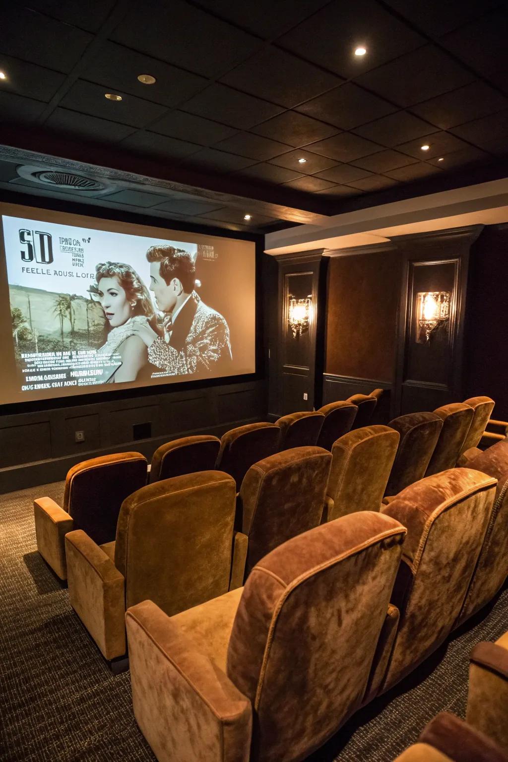 Vintage movie seats add a cinema touch to your game room.
