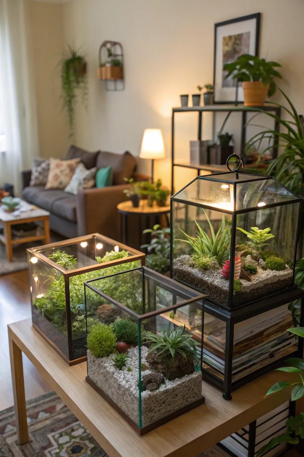Glass tiles revamped into delightful terrariums.
