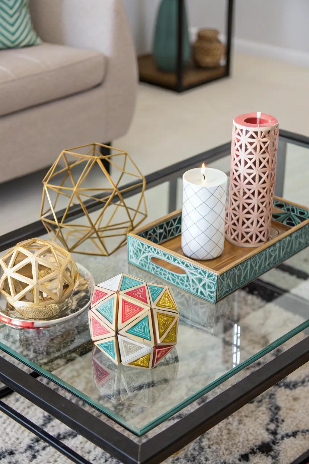 Geometric shapes give your decor a modern edge.