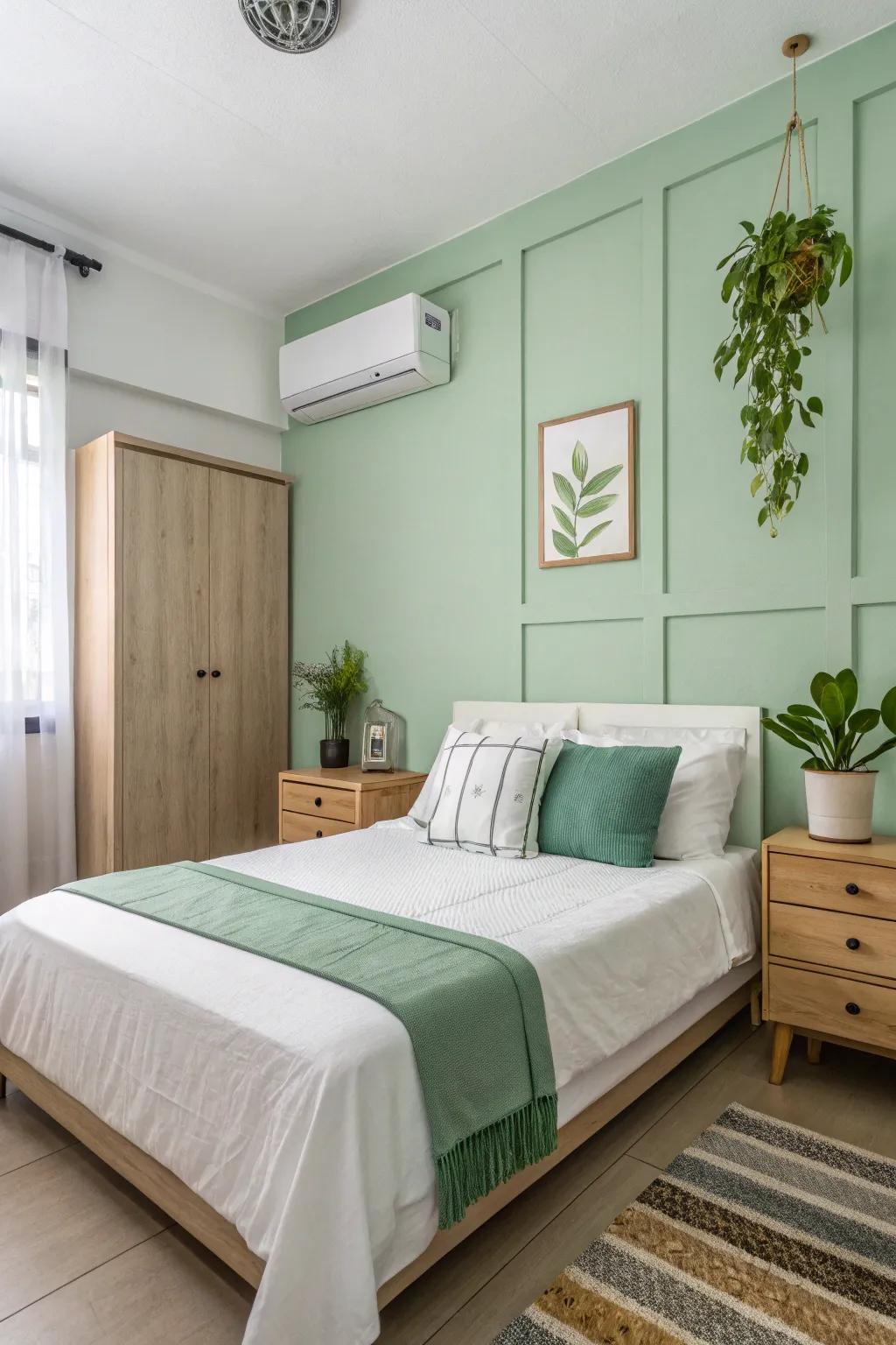 Minimalist decor ensures a bedroom feels light and uncluttered.