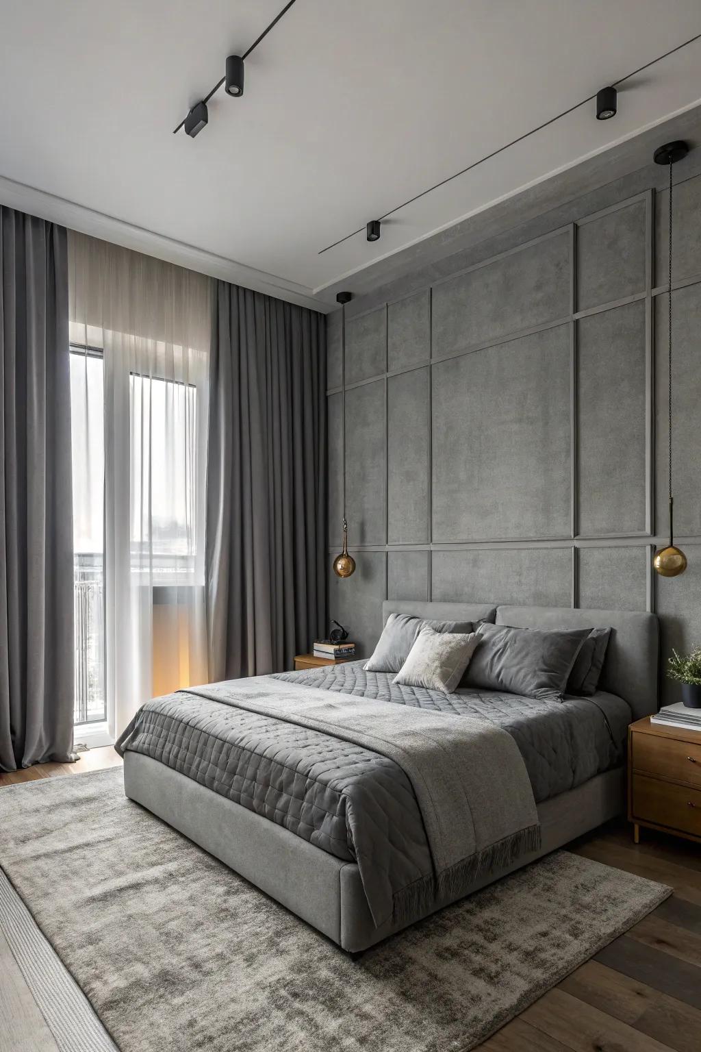 A monochromatic grey scheme fashions a sophisticated visage.